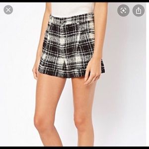 MNG Mango Plaid High Rise Tweed Mini Shorts